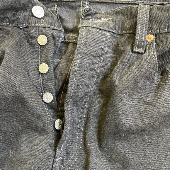Levis 501 Black Jeans Mens 36 X 32 Regular FIt Casual Dark Wash Travel Vacation - Picture 12 of 13
